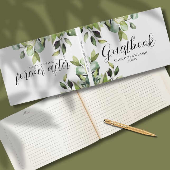 Elegant Green Botanicals Wedding Guest Book (Creator Uploaded)