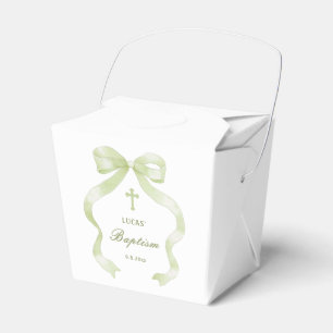 Elegant Green Bow Baptism Take Out Favour Box