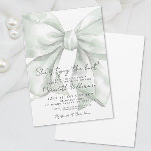 Elegant Green Bow Bridal Shower Invitation