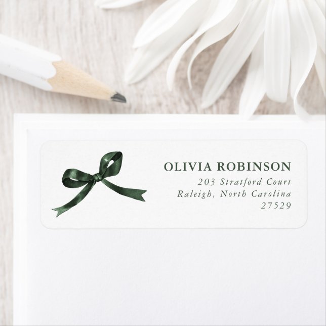 Elegant Green Bow Graduation Return Address (Insitu)