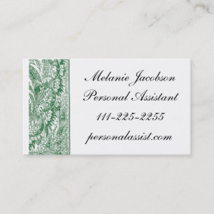 Elegant Green Brocade border business card