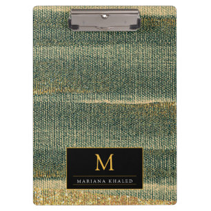 Elegant Green Brush with gold and black Clipboard