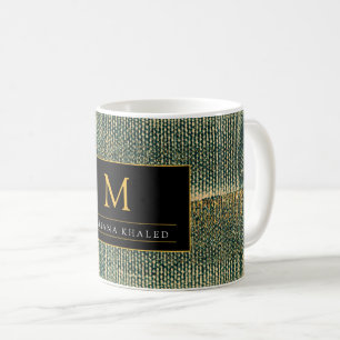 Elegant Green Brush with gold and black Coffee Mug