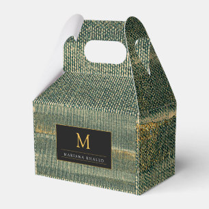 Elegant Green Brush with gold and black Favour Box