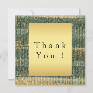 Elegant Green Brush with gold and black Thank You Card