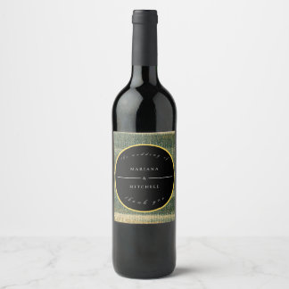 Elegant Green Brush with gold and black Wine Label