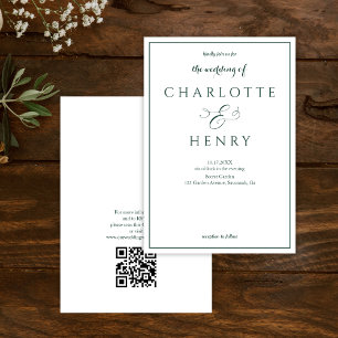 Elegant Green Budget Qr Code Wedding Invitation
