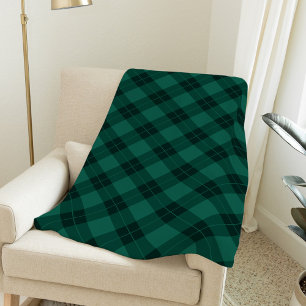 Elegant Green Buffalo Plaid Holiday Fleece Blanket