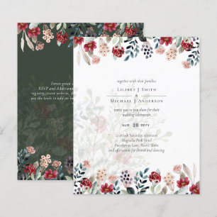 Elegant Green Burgundy Blue Floral Wedding