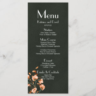 Elegant Green Burnt Orange Floral Fall Wedding Menu