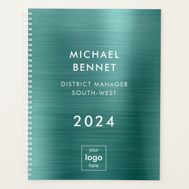 Elegant Green Business Logo 2024 Planner  (Front)