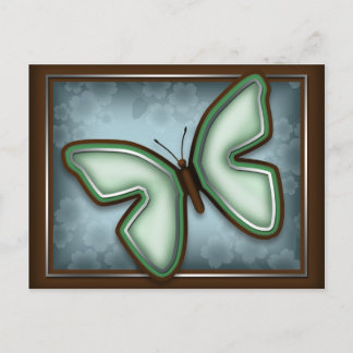 Elegant Green Butterfly, Blue & Brown Postcard
