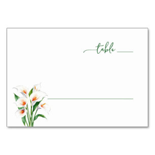 Elegant Green Calla Lilies Table Number