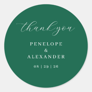 Elegant Green Calligraphy Classic Round Sticker