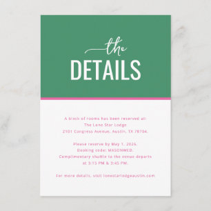 Elegant Green Calligraphy Details Enclosure Card