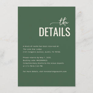 Elegant Green Calligraphy Details Enclosure Card
