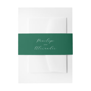 Elegant Green Calligraphy Invitation Belly Band