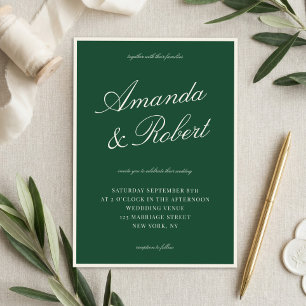 Elegant Green Calligraphy Old Money Wedding Invitation