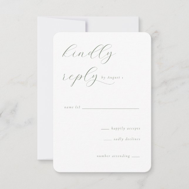 Elegant Green Calligraphy RSVP Card (Front)