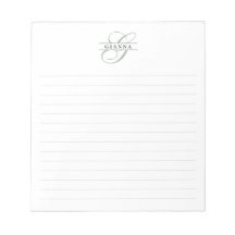 Elegant Green Calligraphy Split Monogram Lined