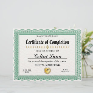 Elegant Green Certificate of Completion – Modern 