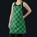 Elegant Green Checkerboard Design Apron<br><div class="desc">A green and dark green checkerboard pattern fills the image, creating a sense of symmetry and balance. The design is simple and has a calming effect.</div>