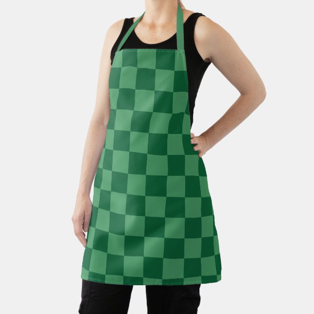 Elegant Green Checkerboard Design Apron (Insitu)