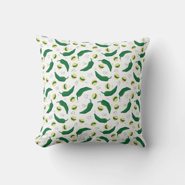Elegant Green Chile Pattern Cushion (Front)