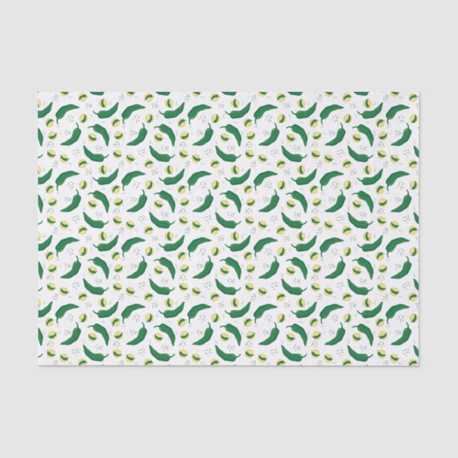 Elegant Green Chile Pattern Tissue Paper (Front)