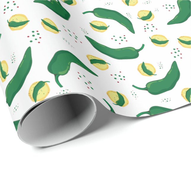 Elegant Green Chile Pattern Wrapping Paper (Roll Corner)