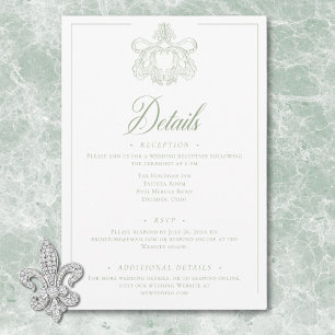 Elegant Green Chinoiserie Bird Crest Wedding Enclosure Card