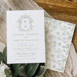 Elegant Green Chinoiserie Victorian Floral Wedding Invitation<br><div class="desc">Introducing our Elegant Green Chinoiserie Victorian Floral wedding invitations. A fusion of timeless elegance and delicate beauty, these invitations feature intricate green chinoiserie motifs surrounding the couple's monogram initials amidst Victorian florals. Set the stage for your wedding with an invitation that whispers tales of romance and refinement with subtle calligraphy...</div>