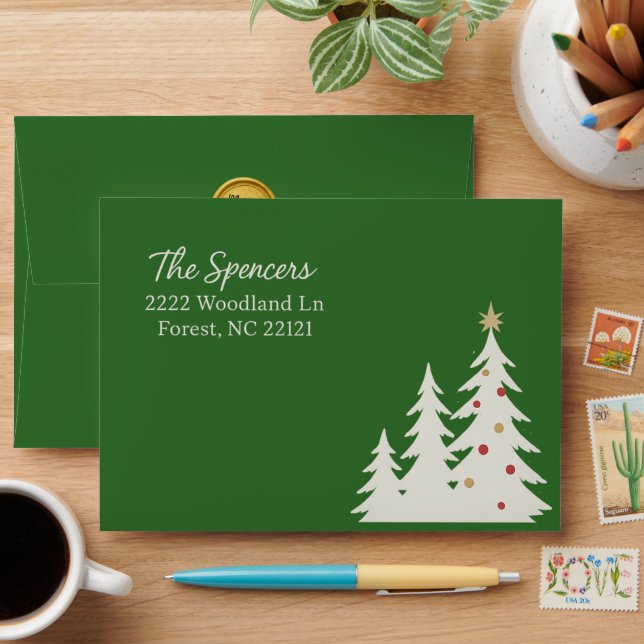 Elegant Green Christmas Envelope (Desk)