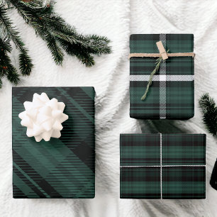Elegant green Christmas flannel plaid pattern Wrapping Paper Sheet