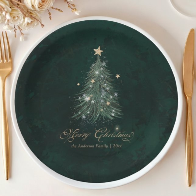 Elegant Green Christmas Paper Plate (Creator Uploaded)