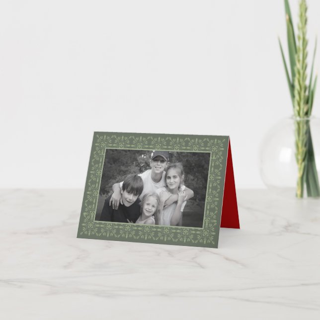 Elegant Green Christmas Photo Card 1 Photo Classic (Front)