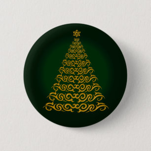Elegant Green  Christmas Tree Button
