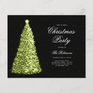 Elegant Green Christmas Tree Invite Program Menu