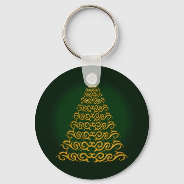 Elegant Green Christmas Tree Key Chain (Front)