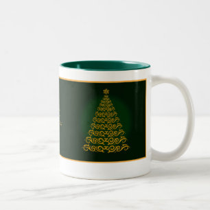 Elegant Green Christmas Tree Mug