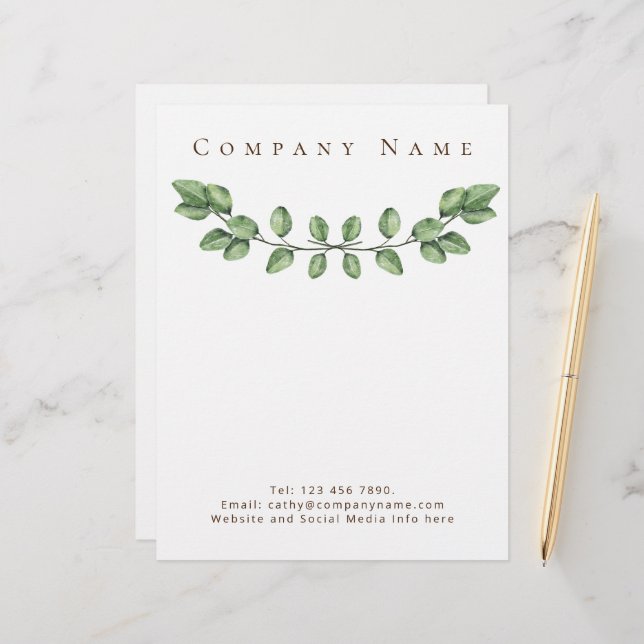 Elegant Green Company Details Letterhead (Front/Back In Situ)