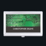 Elegant Green Computer Circuit Board HighTech Business Card Holder<br><div class="desc">Business cards holder with a professional studio photo of a computer circuit board. You can match it with business cards.</div>