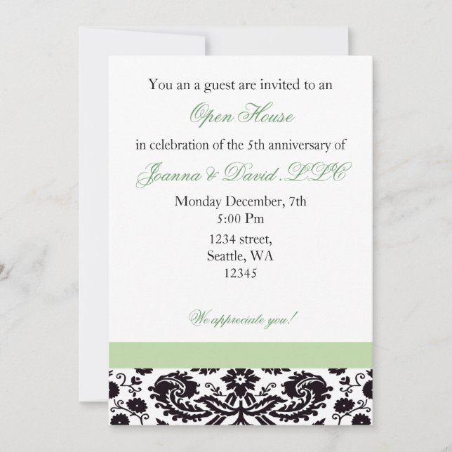 Elegant green Corporate party Invitation (Front)