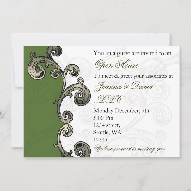 elegant green Corporate party Invitation (Front)