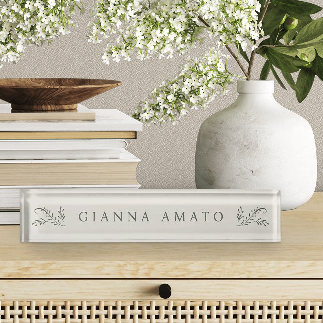 Elegant Green & Cream Botanical Nameplate (Creator Uploaded)