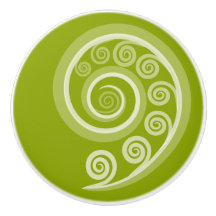Elegant Green Curls & Swirls Ceramic Knob