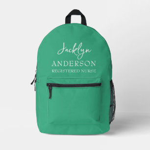 Elegant Green Custom Nurse  Printed Backpack