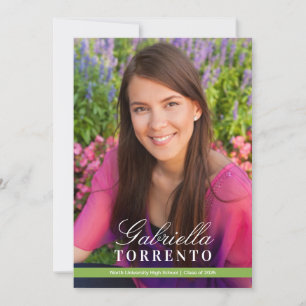 Elegant Green Custom Photo Graduation Party Invitation