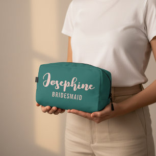 Elegant Green Custom Toiletry Bag for Bridesmaids