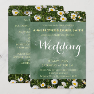 Elegant Green Daisy Wedding Invitation